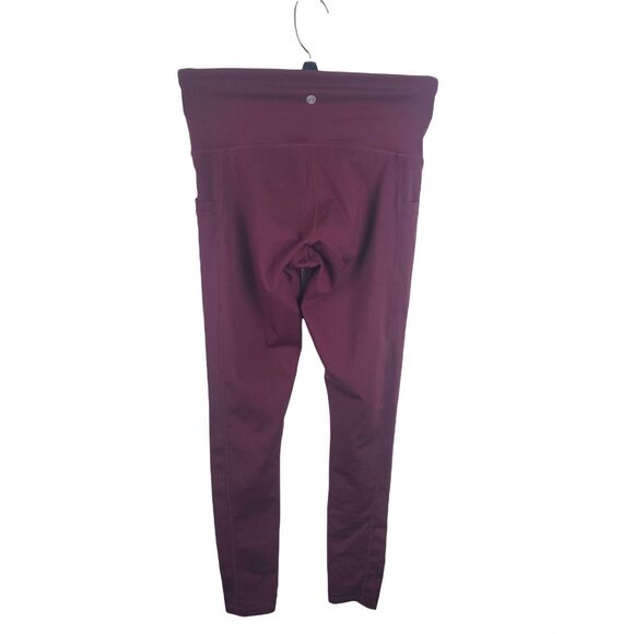Apana Leggings Womens XS Mid Rise Skinny Leg Pockets Burgundy Athletic Yoga - Picture 5 of 6